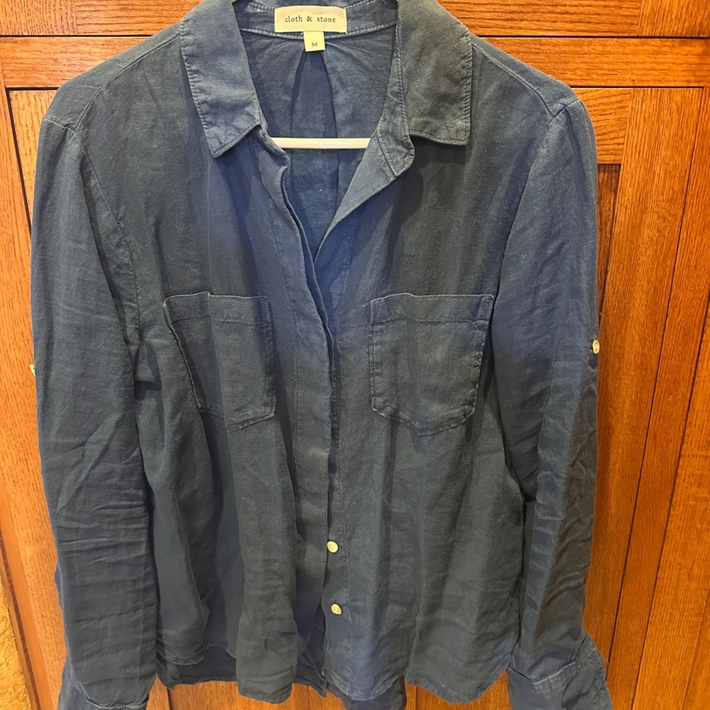 Cloth & Stone Indigo Button-Up Shirt